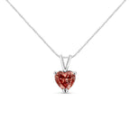 IGI Certified 14K White Gold Martini Set 1.00 Cttw Lab Grown Pink Heart Diamond Solitaire 18" Pendant Necklace (Pink Color, SI2 Clarity)