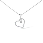 925 Sterling Silver 1/3ct TDW Diamond Heart Pendant Necklace