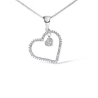 925 Sterling Silver 1/3ct TDW Diamond Heart Pendant Necklace