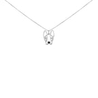 .925 Sterling Silver Diamond Accent and Black Enamel French Bullldog 18" Inch Pendant Necklace inch (I-J Color, I2-I3 Clarity)