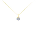14K Yellow Gold 1.00 Cttw Brilliant Round-Cut Diamond 7 Stone Floral Cluster 18" Pendant Necklace (H-I Color, SI2-I1 Clarity)