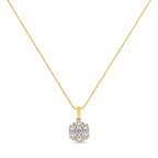 14K Yellow Gold 2.00 Cttw Brilliant Round-Cut Diamond 7 Stone Flower Cluster 18" Pendant Necklace (H-I Color, SI2-I1 Clarity)
