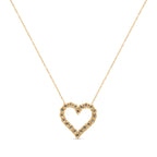 10K Yellow Gold Flashed .925 Sterling Silver 1/2 Cttw Champagne Diamond Miracle Plate Heart Pendant Necklace (K-L Color, I1-I2 Clarity) - 18"
