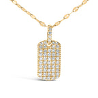 14K Yellow Gold 1/3 Cttw Diamond Dog Tag Pendant Necklaces 18"