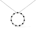 .925 Sterling Silver 1 3/4 Cttw Alternating Black and White Diamond Open Circle Hoop Pendant Necklace (H-I Color, I2-I3 Clarity) - 18" Inches