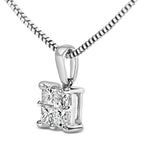 Sterling Silver 1/4 Cttw Princess Cut Diamond 4 Stone Pendant Necklace