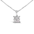 Sterling Silver 1/2 Cttw Princess-Cut Diamond 4 Stone Pendant Necklace