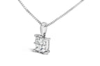 Sterling Silver 1/2 Cttw Princess-Cut Diamond 4 Stone Pendant Necklace