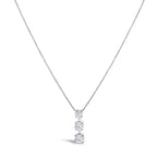 10K White Gold 1/2 Cttw Diamond 3 Stone Drop Pendant Necklace