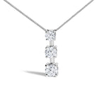 10K White Gold 1/2 Cttw Diamond 3 Stone Drop Pendant Necklace
