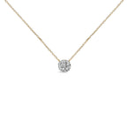 14K Yellow Gold Plated Sterling Silver 3/8 Cttw Diamond Cluster Pendant Necklace