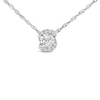 .925 Sterling Silver 1.0 Cttw Lab Grown Round-Cut Diamond Pendant Necklace 18"