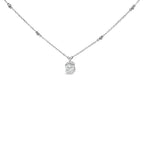 Sterling Silver 1.00 Cttw Lab Grown Diamond Oval Halo Pendant Bezel Station Necklace