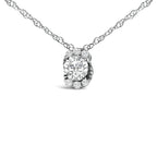 Sterling Silver 1/2 Cttw Lab Grown Diamond Oval Halo Pendant Necklace