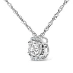 Sterling Silver 1/2 Cttw Lab Grown Diamond Oval Halo Pendant Necklace