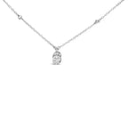 Sterling Silver 5/8 Cttw Lab Grown Diamond Oval Halo Pendant Necklace