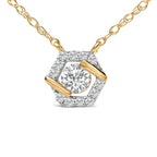 14K Yellow Gold Plated Sterling Silver 3/8 Cttw Lab Grown Diamond Hex Halo Pendant Necklace