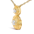 14K Yellow Gold Plated Sterling Silver 1/2 Cttw Lab Grown Diamond Rose Pendant Necklace