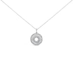 Sterling Silver 1 1/6 Cttw Diamond Openwork Medallion Pendant Necklace