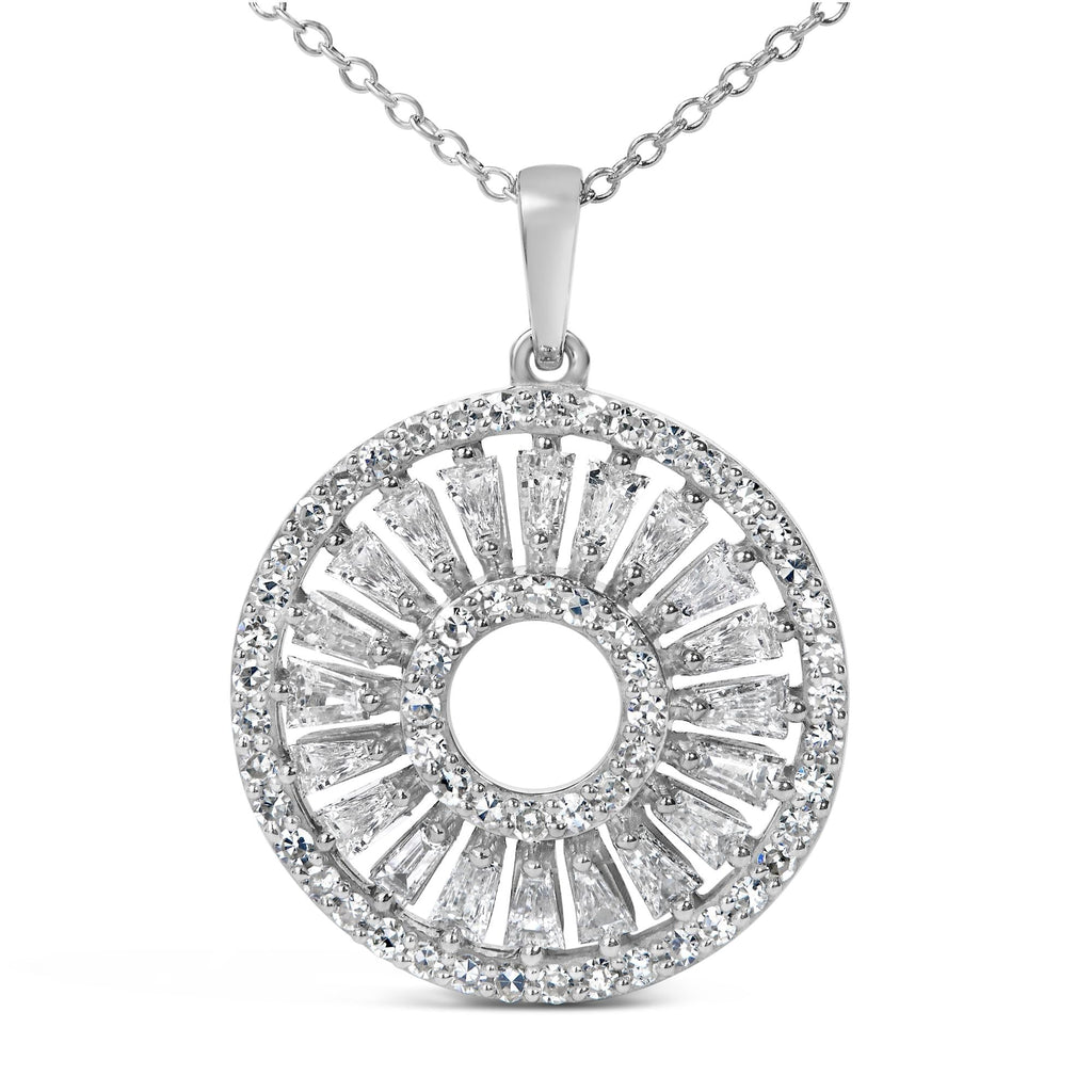 Sterling Silver 1 1/6 Cttw Diamond Openwork Medallion Pendant Necklace