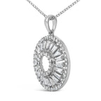 Sterling Silver 1 1/6 Cttw Diamond Openwork Medallion Pendant Necklace