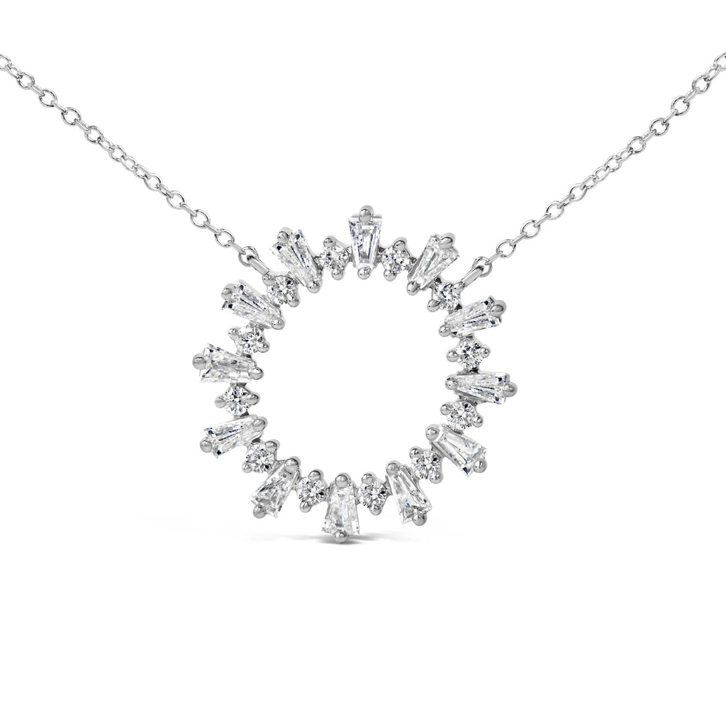 Sterling Silver 3/4 Cttw Diamond Starburst Medallion Pendant Necklace