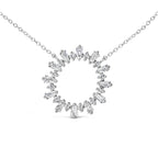 Sterling Silver 3/4 Cttw Diamond Starburst Medallion Pendant Necklace