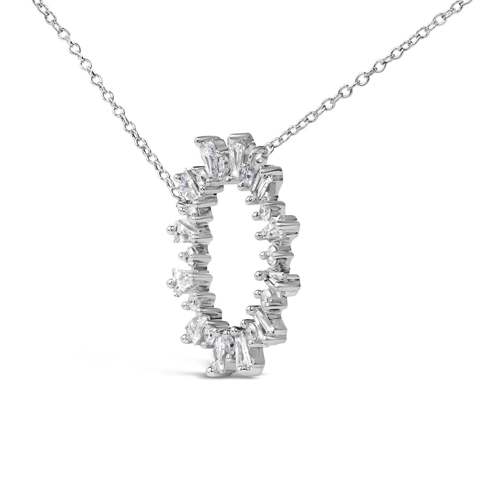 Sterling Silver 3/4 Cttw Diamond Starburst Medallion Pendant Necklace