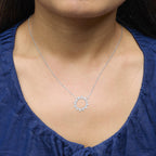 Sterling Silver 3/4 Cttw Diamond Starburst Medallion Pendant Necklace