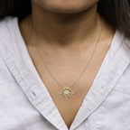 14K Yellow Gold Plated Sterling Silver 1/3 Cttw Diamond Compass Pendant Necklace