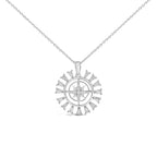 Sterling Silver 1/2 Cttw Diamond Starburst Compass Medallion Pendant Necklace