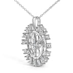 Sterling Silver 1/2 Cttw Diamond Starburst Compass Medallion Pendant Necklace