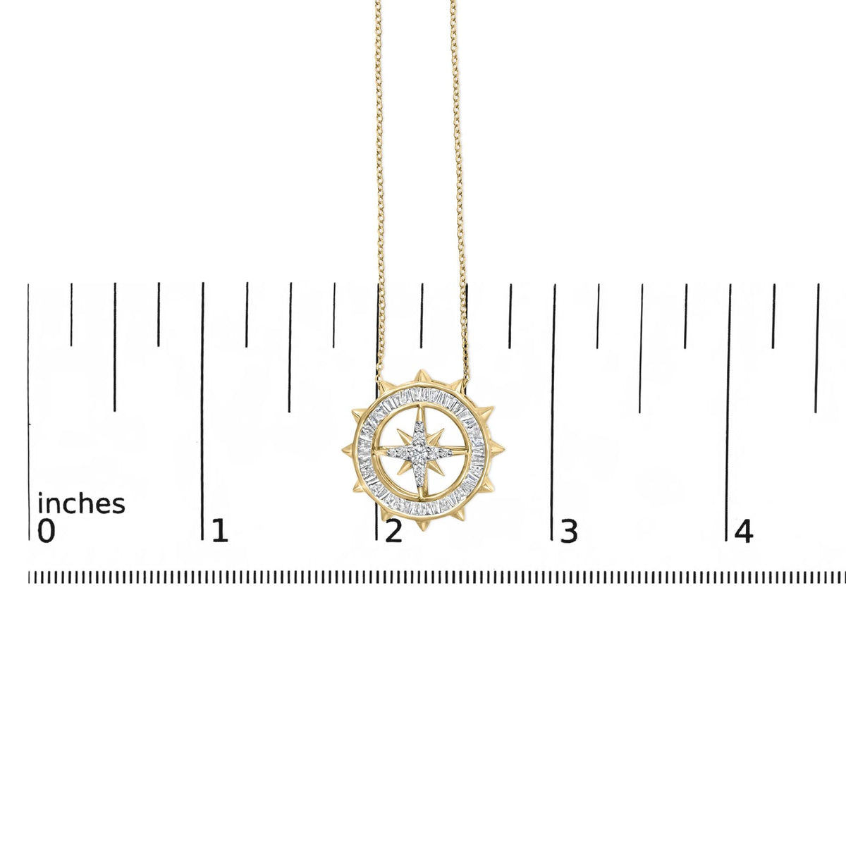 14KT Yellow Gold Plated Sterling Silver 1 Cttw Diamond Compass Medallion Pendant Necklace
