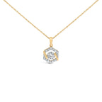 10K Yellow Gold Plated .925 Sterling Silver 1.0 Cttw Lab Grown Diamond Hexagon Halo Pendant Necklace