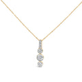 10K Yellow Gold Plated Silver 1 1/2 Cttw Lab Grown Diamond Bezel Set Vertical Drop Pendant Necklace