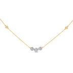 10K Yellow Gold Plated Sterling Silver 1.0 Cttw Lab Grown Diamond Bezel Station Necklace