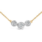 10K Yellow Gold Plated Sterling Silver 1.0 Cttw Lab Grown Diamond Bezel Station Necklace