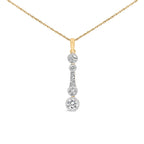 10K Yellow Gold Plated Sterling Silver 1.0 Cttw Lab Grown Diamond Bezel Vertical Drop Pendant Necklace