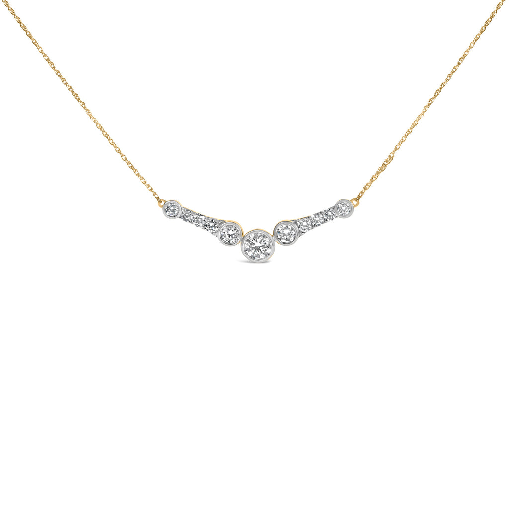 10K Yellow Gold Plated Sterling Silver 1 1/2 Cttw Lab Grown Diamond V Bar Necklace