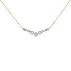 10K Yellow Gold Plated Sterling Silver 1 1/2 Cttw Lab Grown Diamond V Bar Necklace