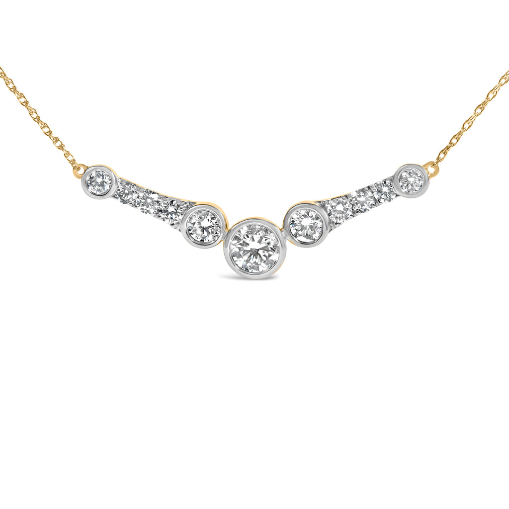 10K Yellow Gold Plated Sterling Silver 1 1/2 Cttw Lab Grown Diamond V Bar Necklace