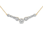 10K Yellow Gold Plated Sterling Silver 1 1/2 Cttw Lab Grown Diamond V Bar Necklace