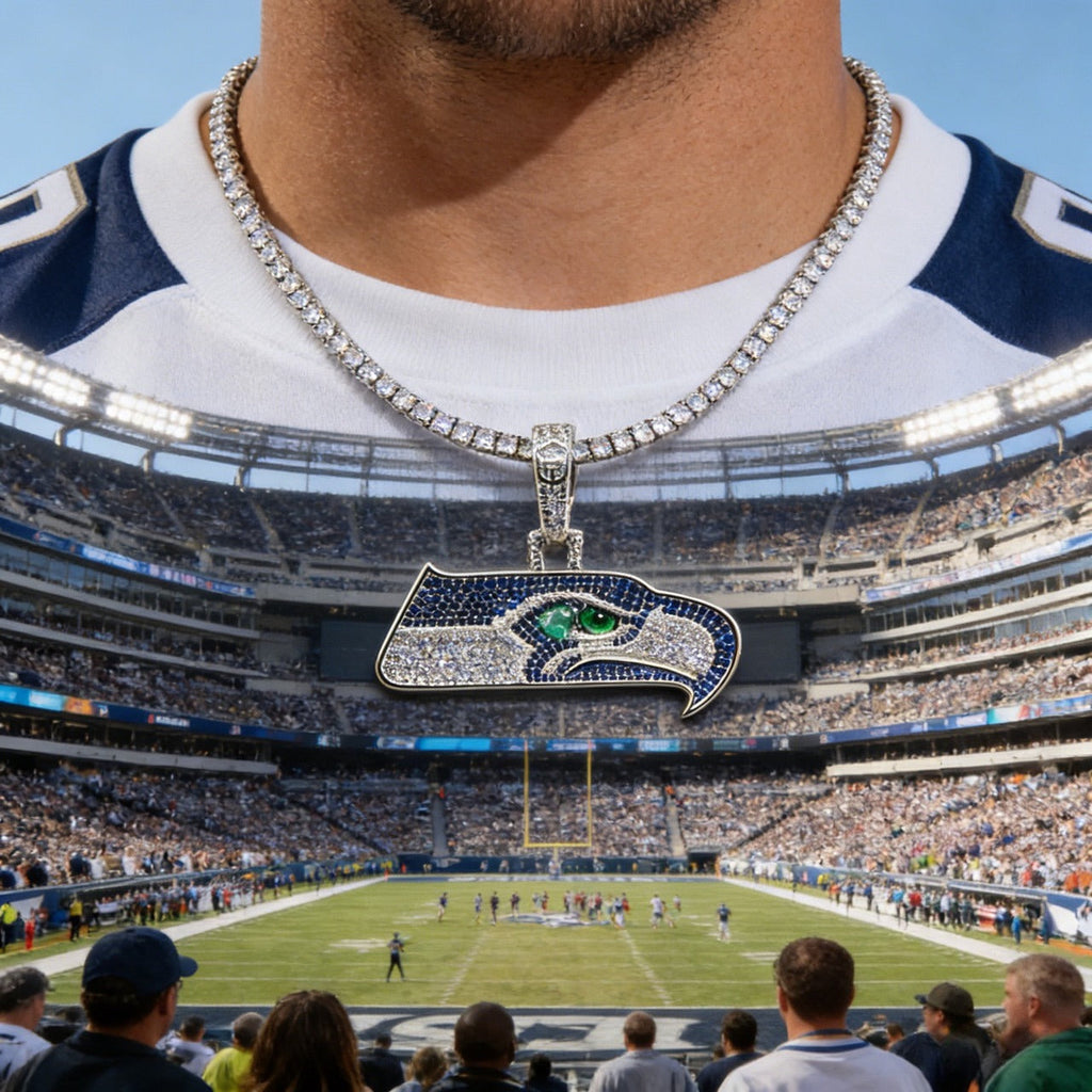 Seattle Seahawks Zircon Pendant Necklace – Game Day & Holiday Gift for Sports Fans