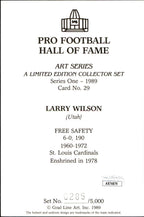 Larry Wilson HOF Autographed Goal Line Art GLAC Postcard Cardinals JSA