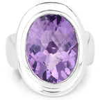 9.01 Carat Genuine Amethyst .925 Sterling Silver Ring