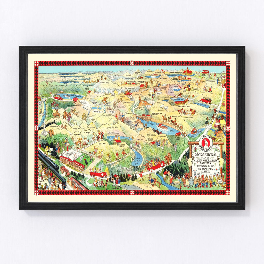 Vintage Map of Glacier National Park, 1925