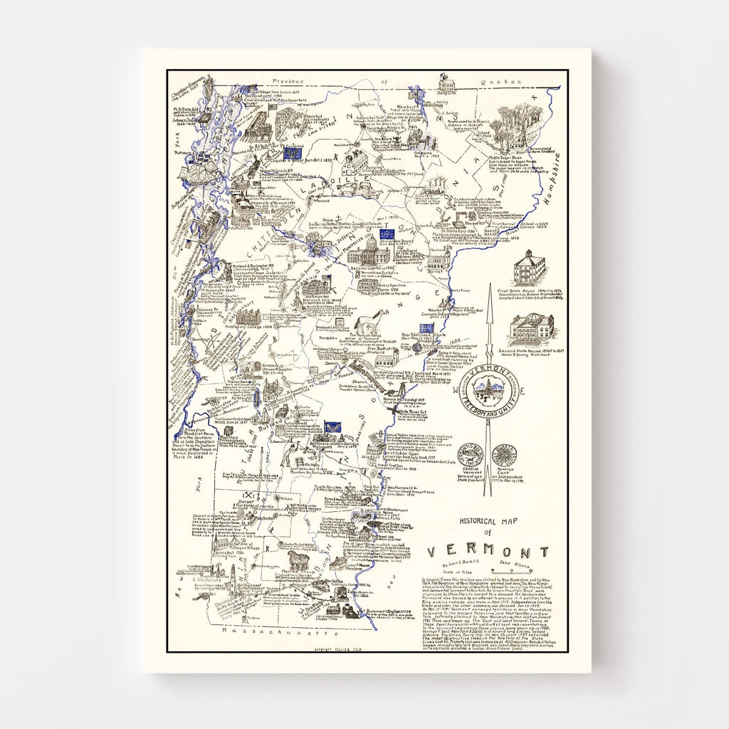 Vintage Map of Vermont 1934