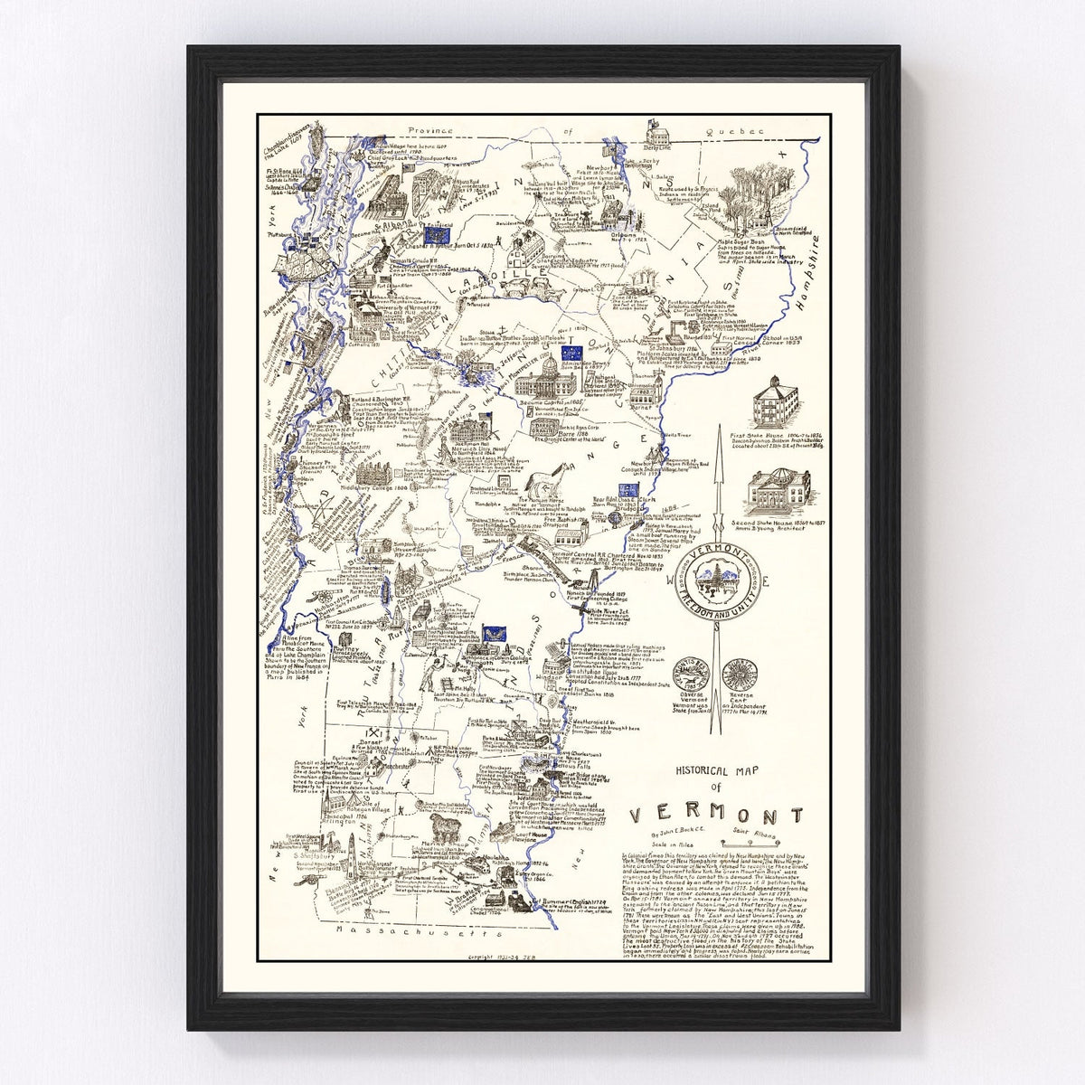 Vintage Map of Vermont 1934