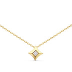 10K Yellow Gold 1/5 Cttw Bezel Set Princess Diamond Kite Shaped Solitaire Pendent Necklace