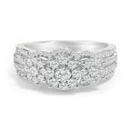 .925 Sterling Silver 1.0 Cttw Diamond Engagement Ring and Soldered Wedding Band Set